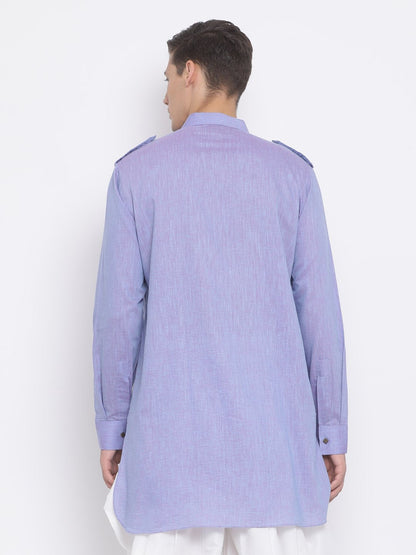 Men's Blue Cotton Kurta