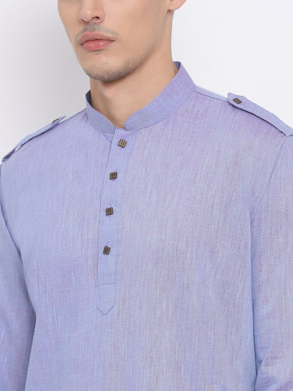 Men's Blue Cotton Kurta