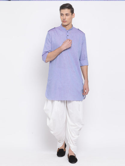Men's Blue Cotton Kurta
