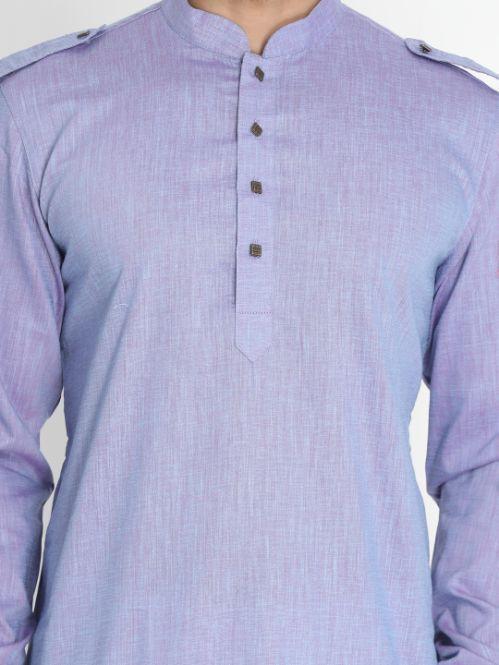 Men's Blue Cotton Blend Kurta and Patiala Set