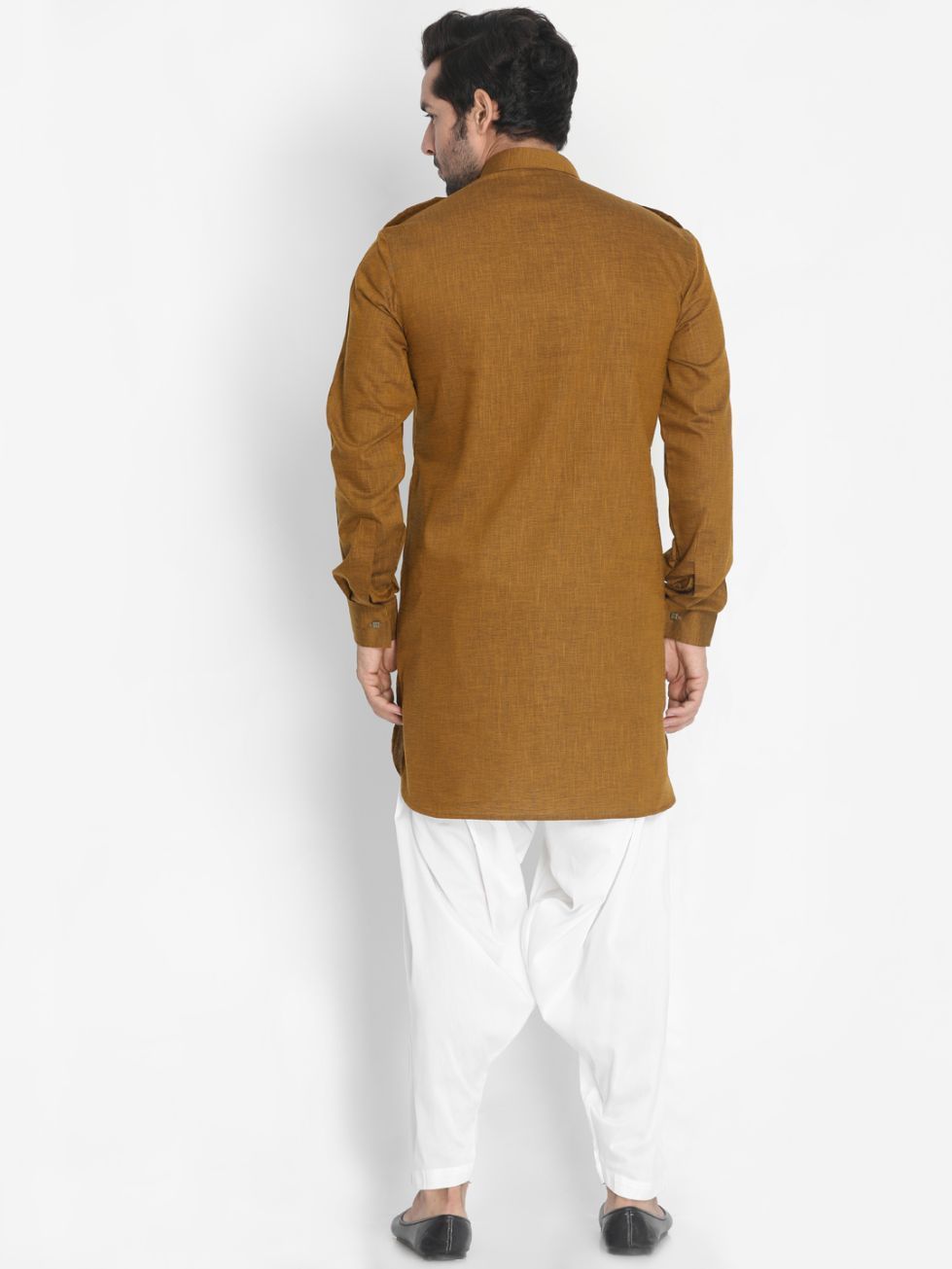 Men's Brown Cotton Blend Kurta and Patiala Set