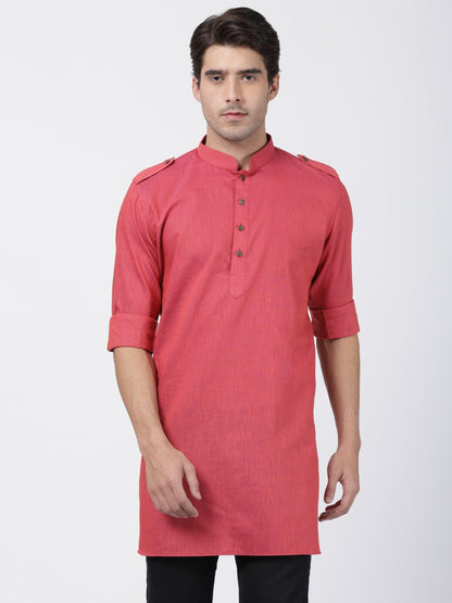 Men's Maroon Cotton Kurta