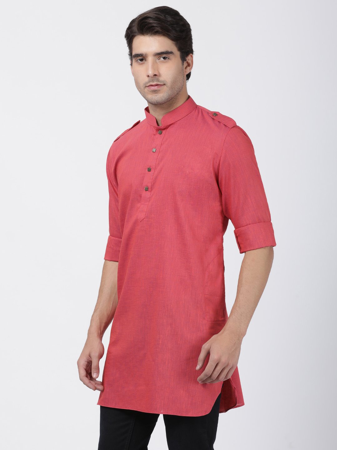 Men's Maroon Cotton Kurta