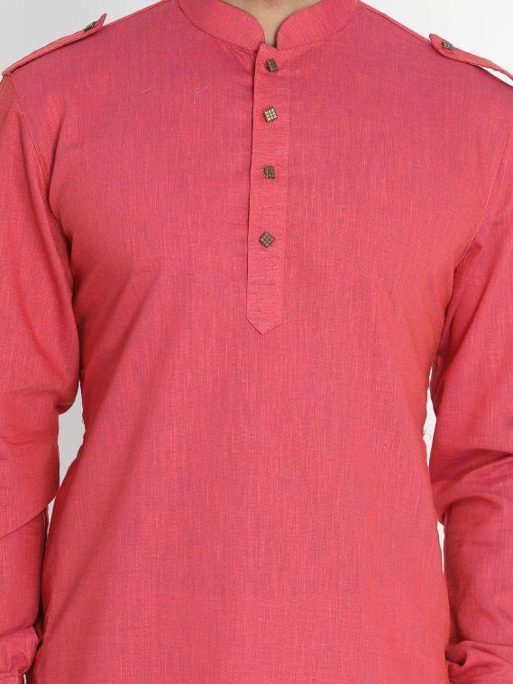 Men's Maroon Cotton Blend Kurta and Patiala Set