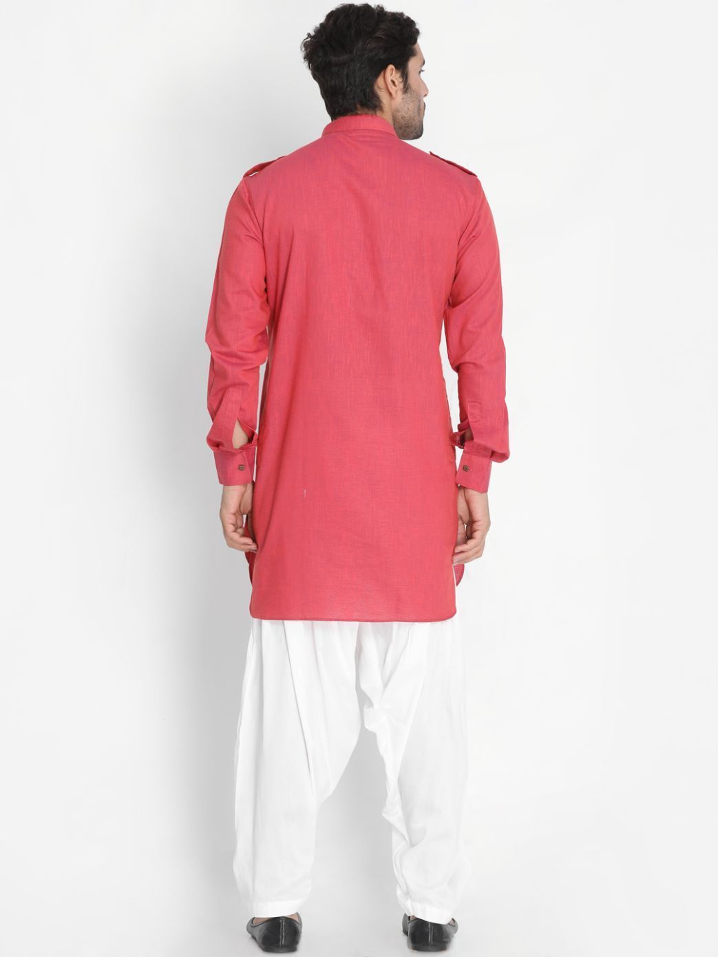 Men's Maroon Cotton Blend Kurta and Patiala Set