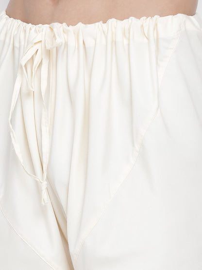 Men's White Cotton Silk Blend Pyjama