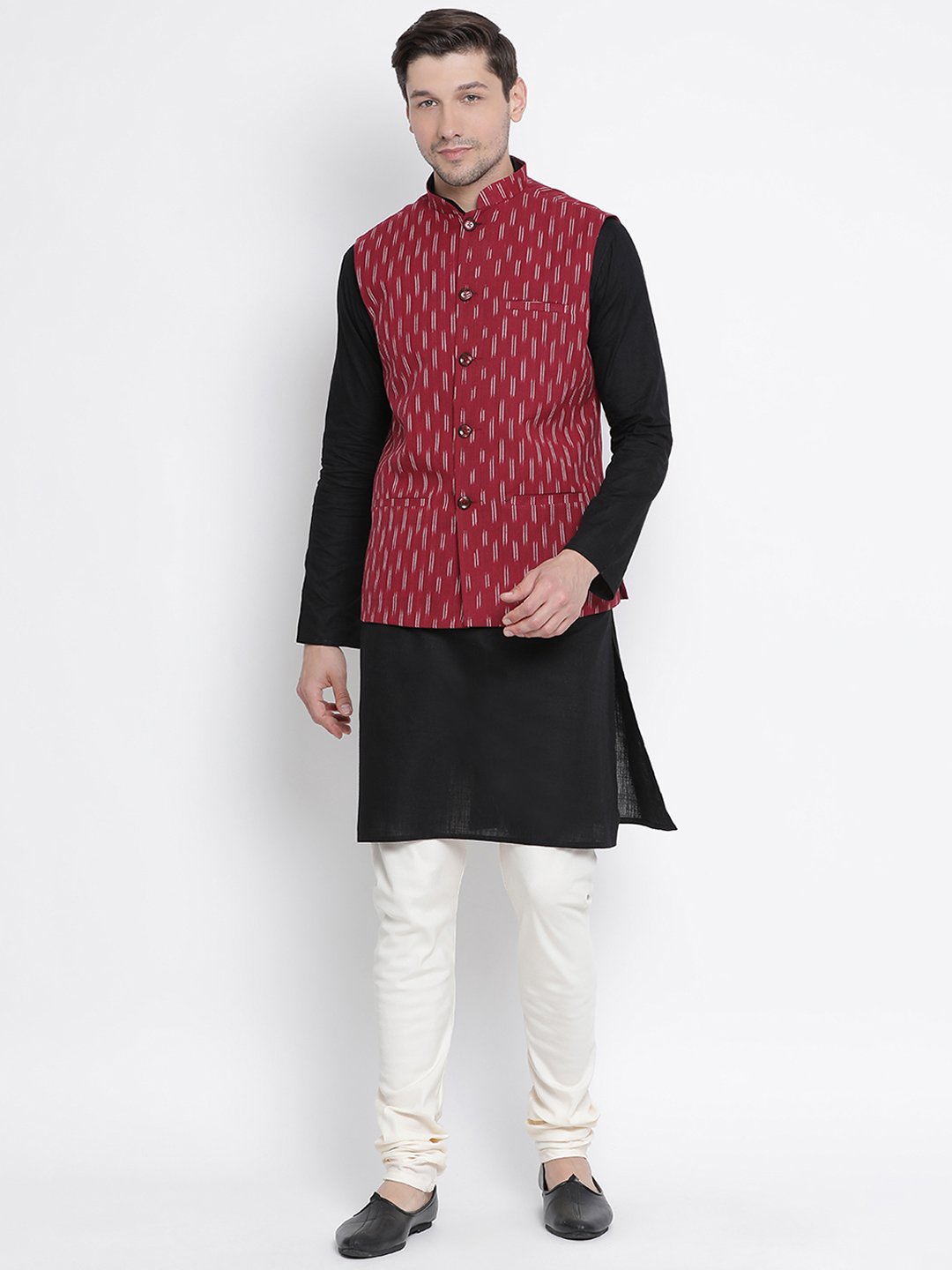 Men's White Cotton Silk Blend Pyjama