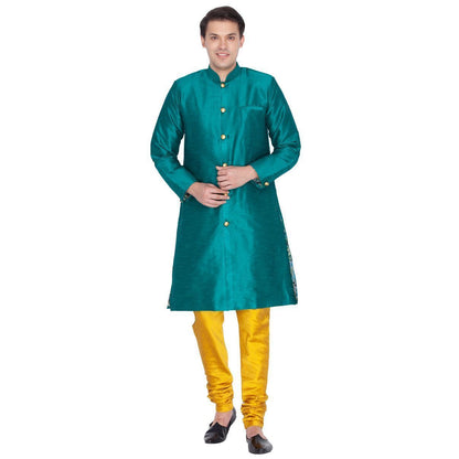 Men's Yellow Cotton Silk Blend Pyjama