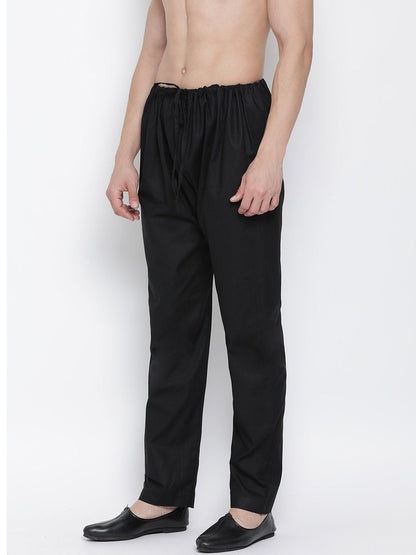 Men's Black Cotton Silk Blend Pyjama