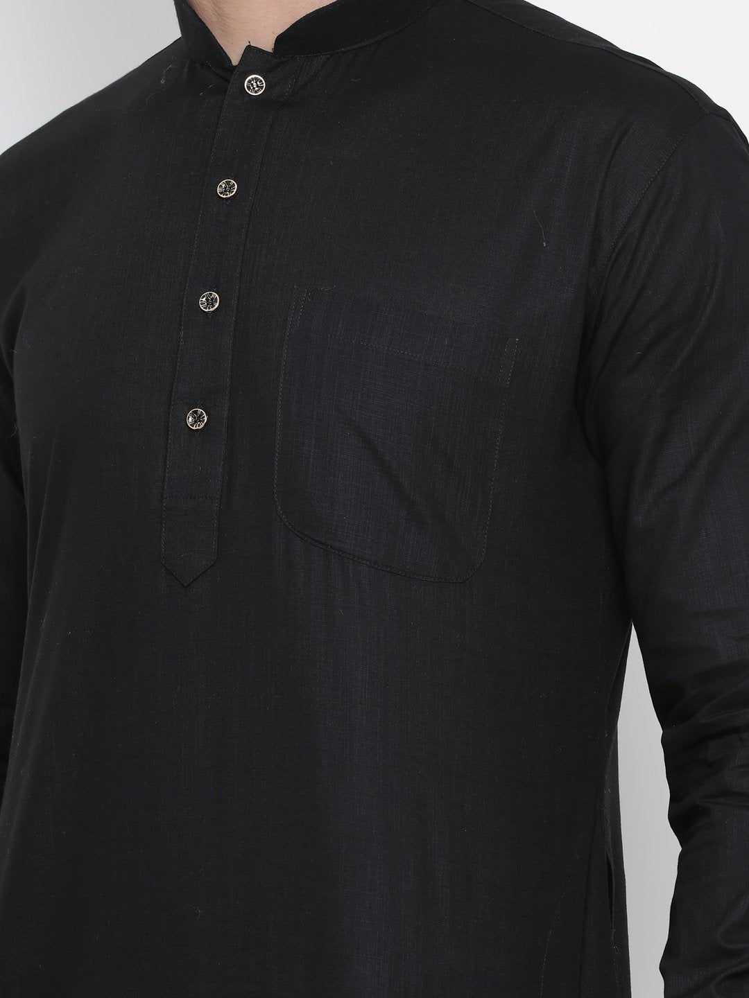 Men's Black Cotton Blend Kurta