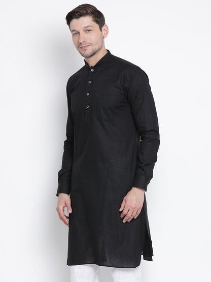 Men's Black Cotton Blend Kurta