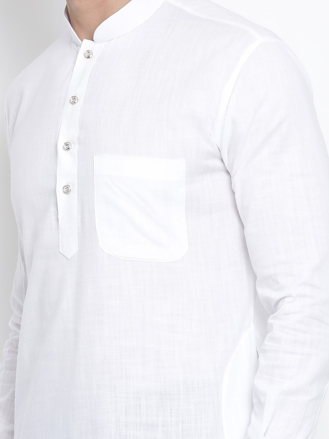 Men's White Cotton Blend Kurta