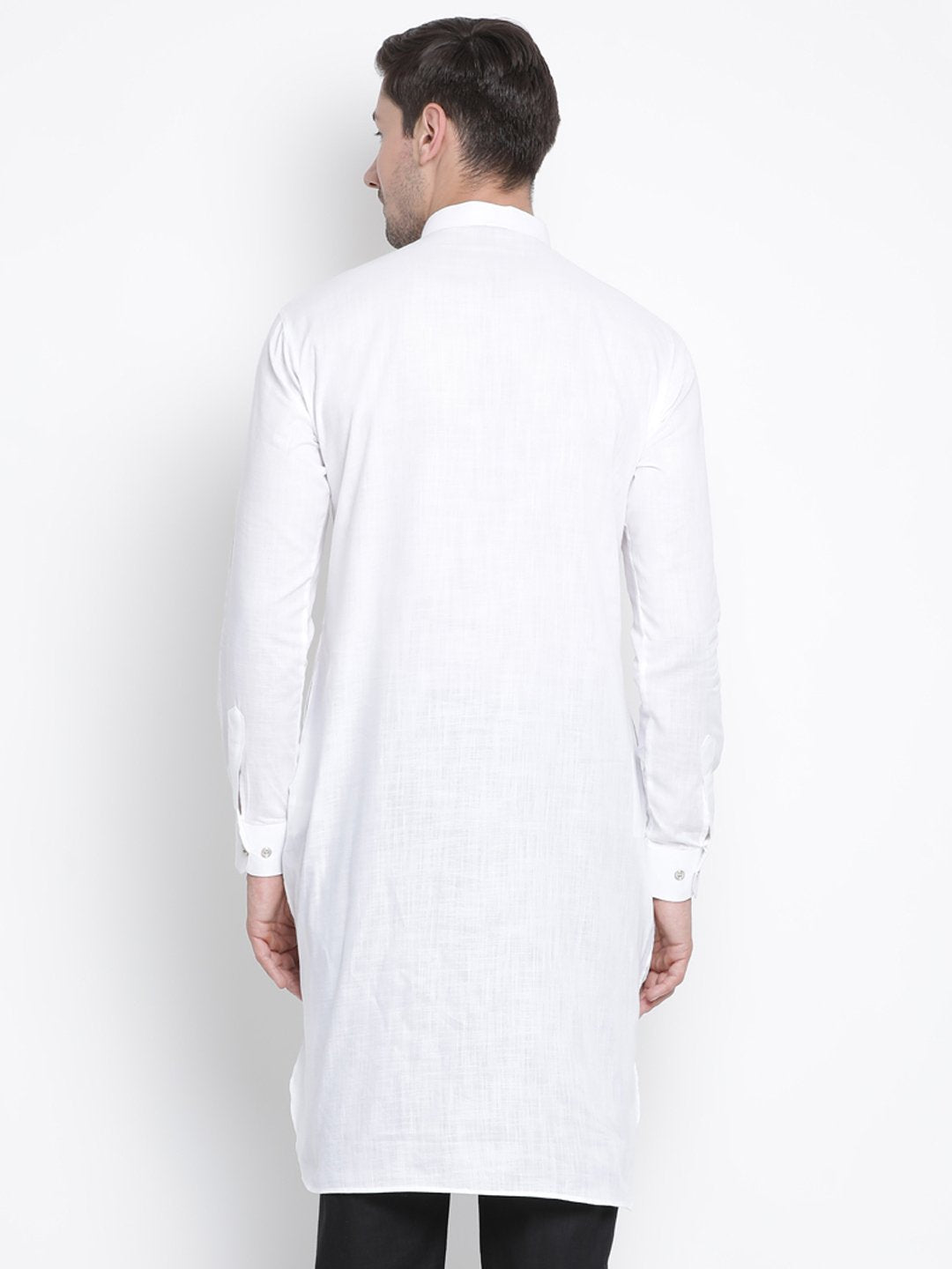 Men's White Cotton Blend Kurta