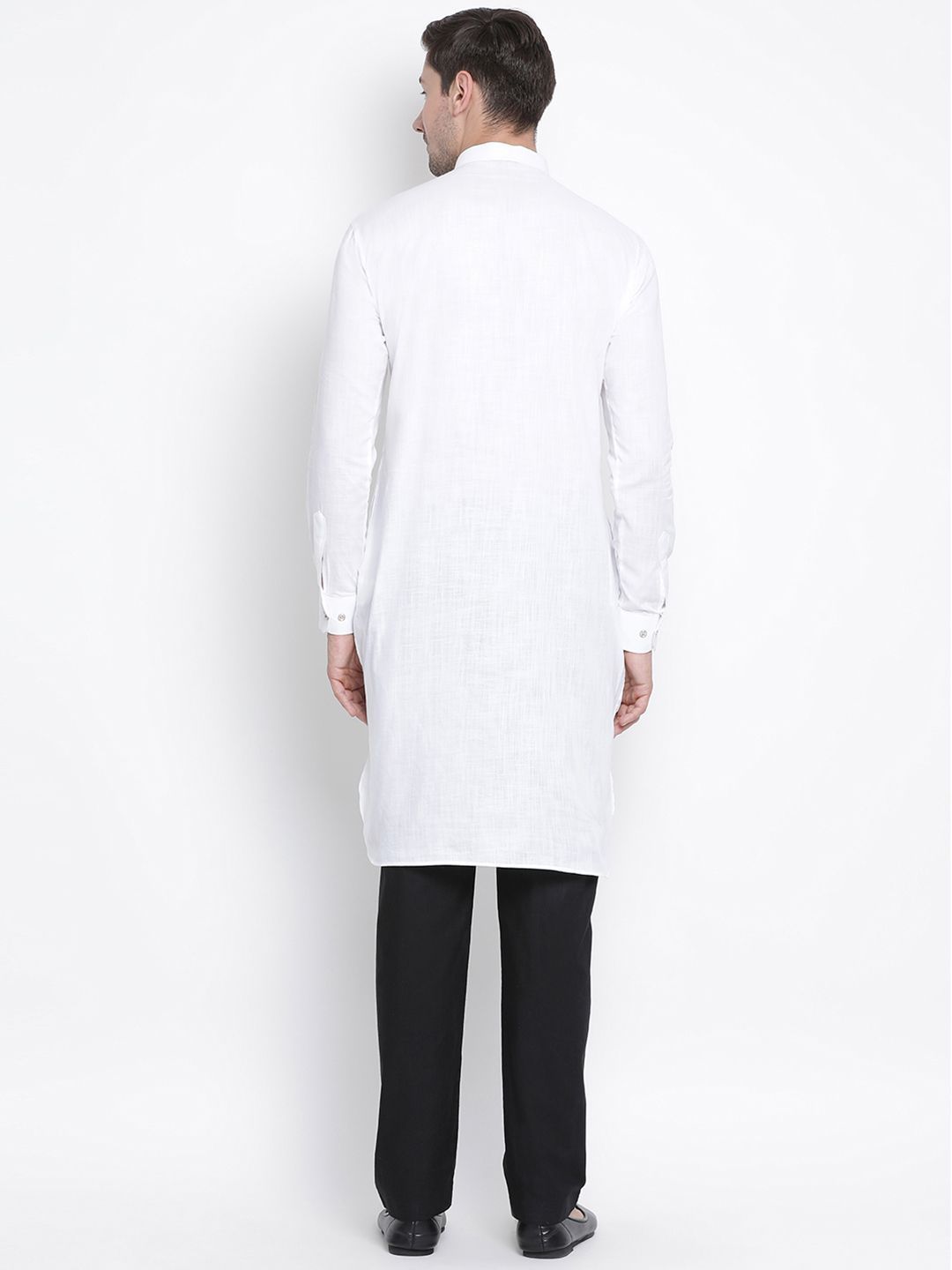 Men's White Cotton Blend Pathani Suit Set