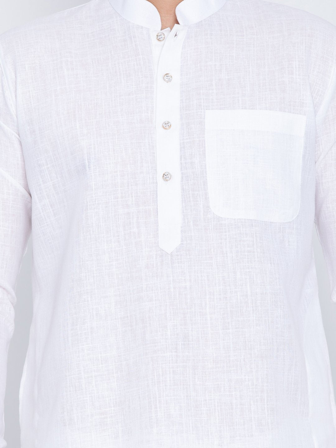 Men's White Cotton Blend Pathani Suit Set