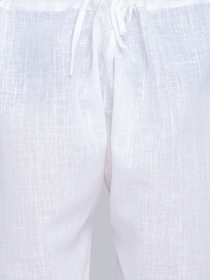 Men's White Cotton Blend Pathani Suit Set