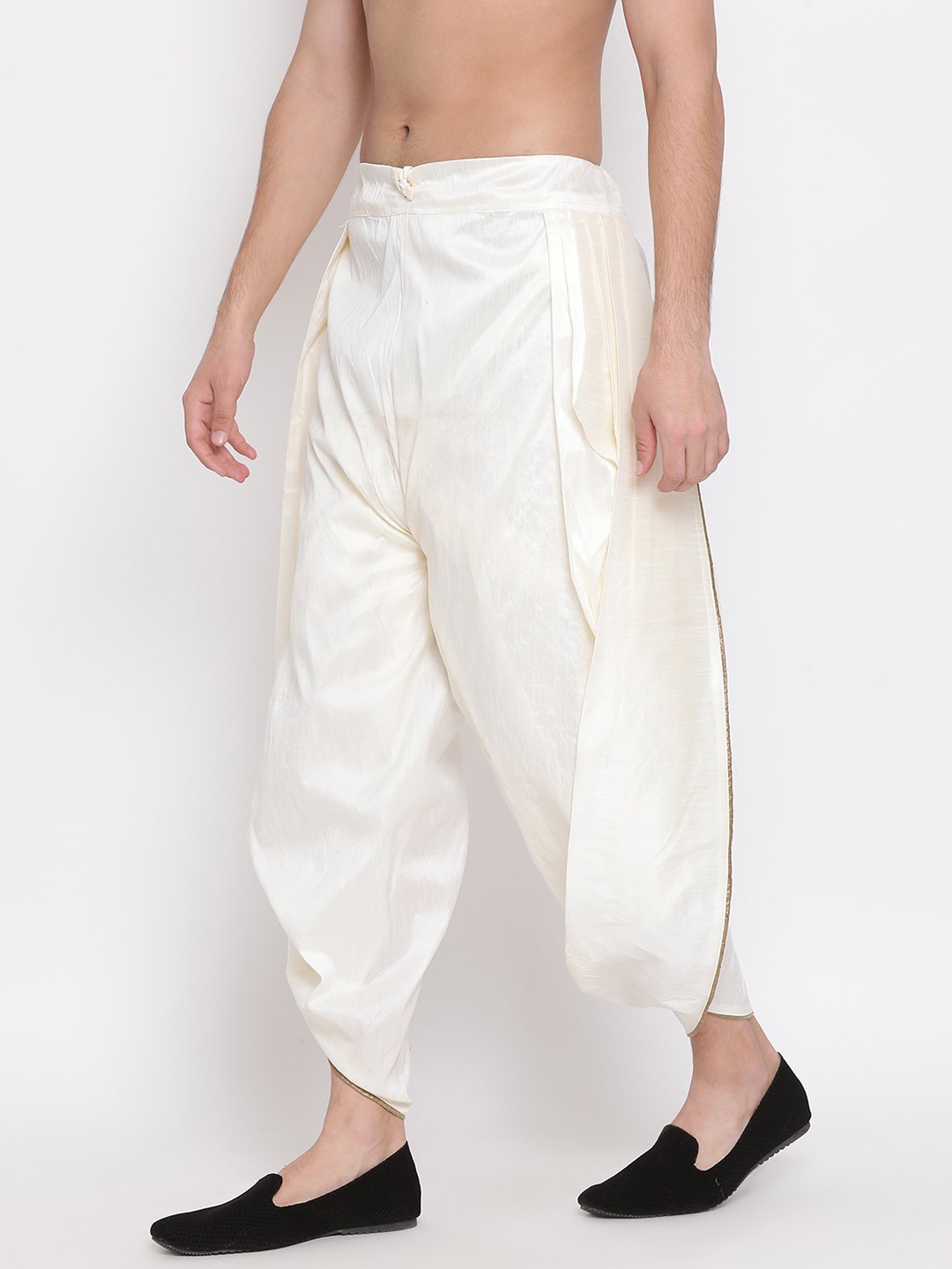 Men's Cream Solid Dhoti Pant