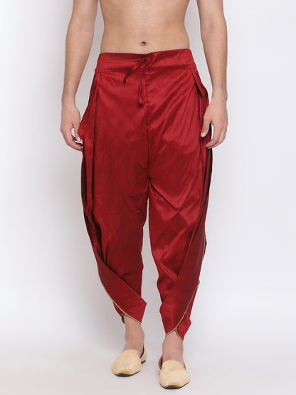 Men's Maroon Solid Dhoti Pant