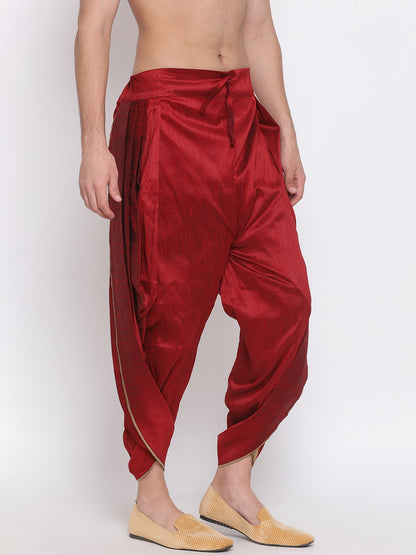 Men's Maroon Solid Dhoti Pant
