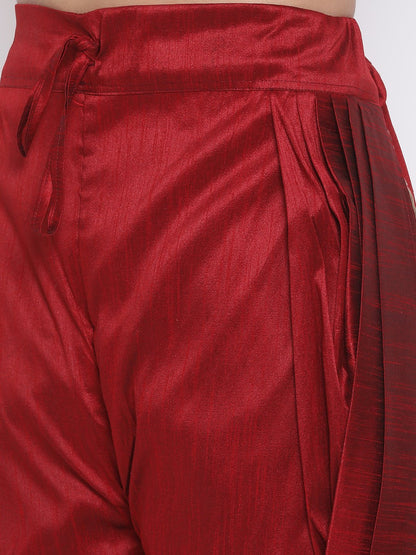 Men's Maroon Solid Dhoti Pant