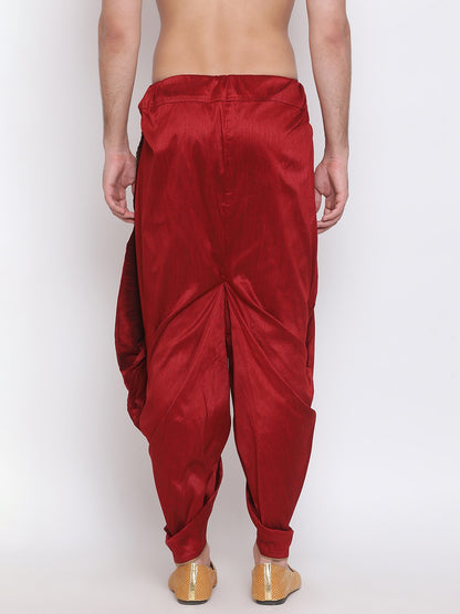 Men's Maroon Solid Dhoti Pant