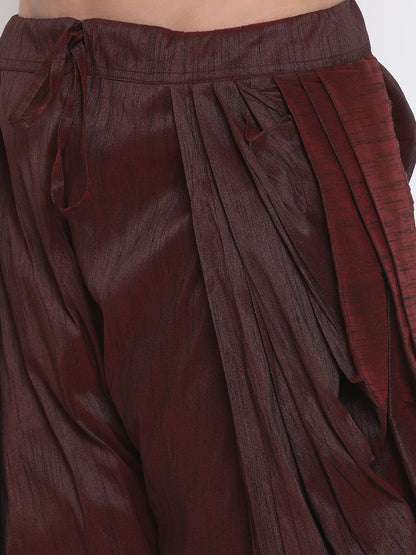 Men's Wine Solid Dhoti Pant