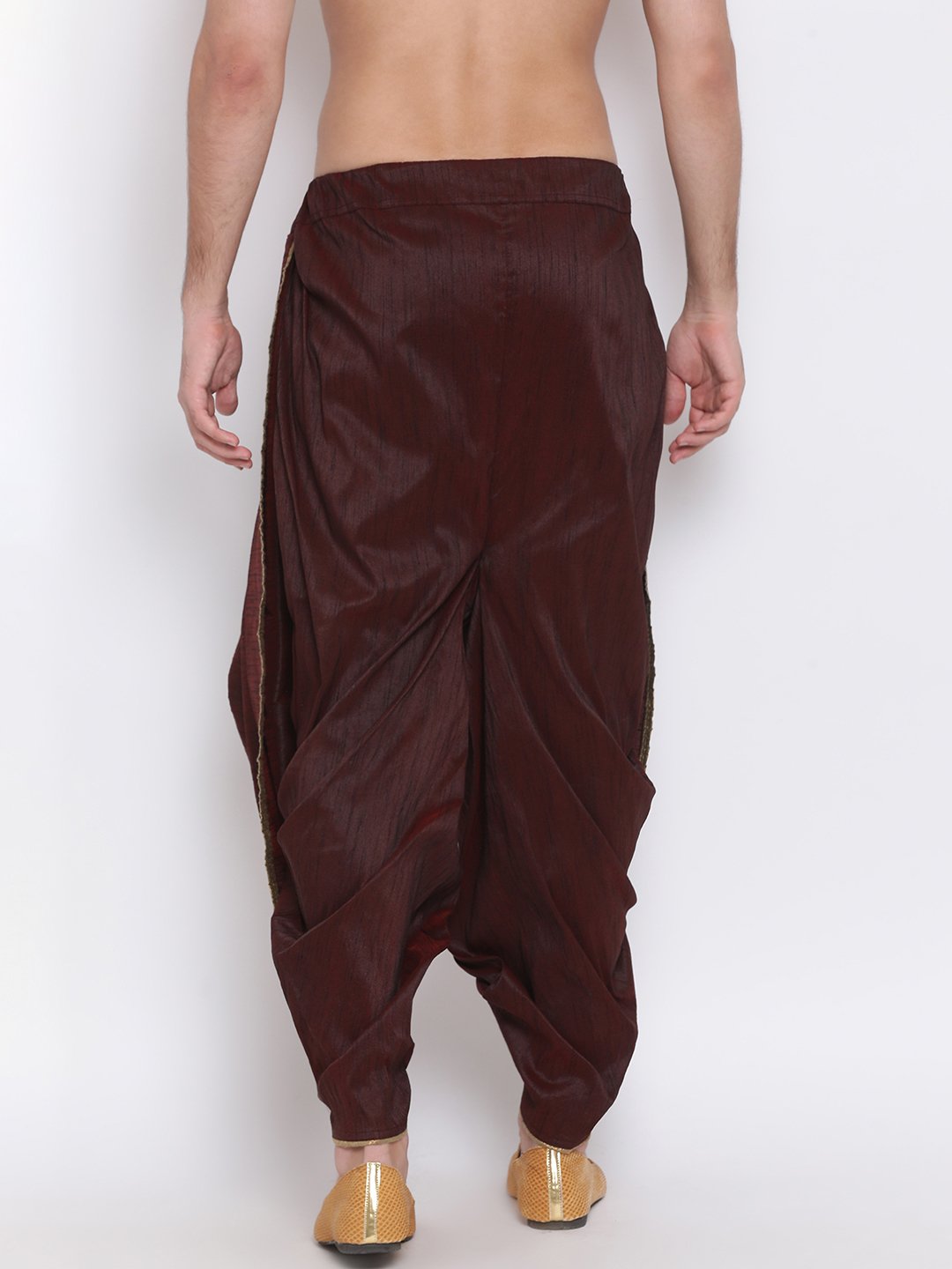 Men's Wine Solid Dhoti Pant