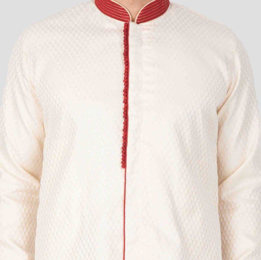 Men's Beige Cotton Silk Blend Sherwani Only Top