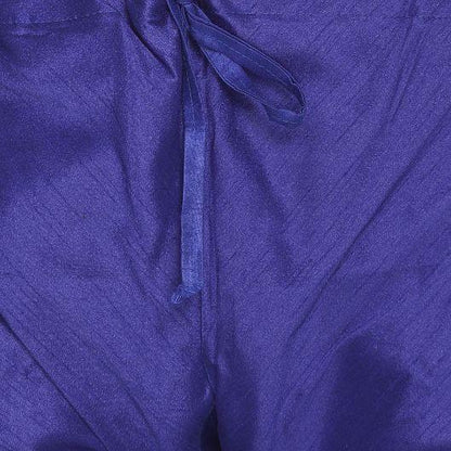 Men's Blue Cotton Silk Blend Sherwani Set
