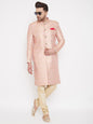 Men's Pink And Gold Brocade Jacquard Sherwani Set