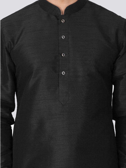 Men's Black Silk Blend Kurta and Dhoti Pant Set