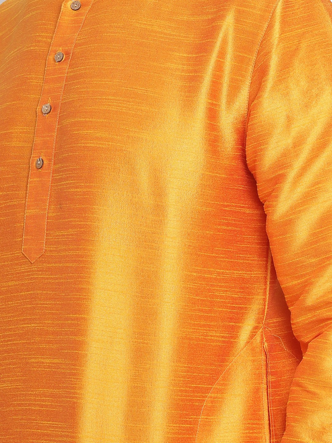 Men's Orange Cotton Silk Blend Kurta