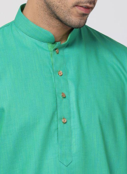 Men's Green Cotton Kurta
