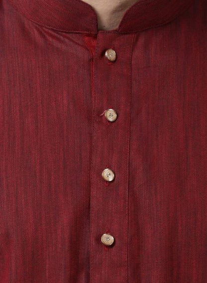 Men's Maroon Cotton Kurta