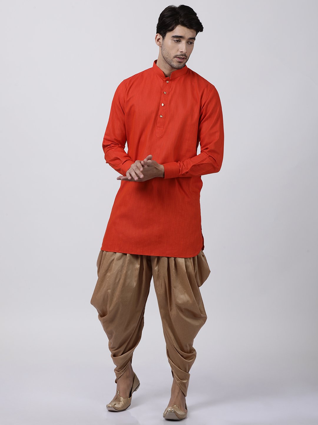 Men's Red Cotton Kurta