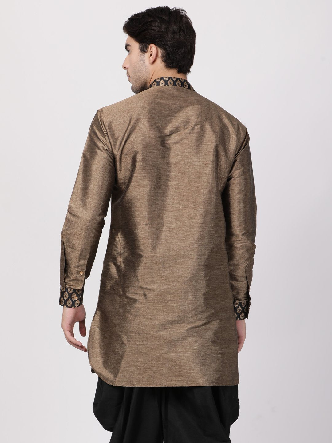 Men's Black Cotton Silk Blend Kurta