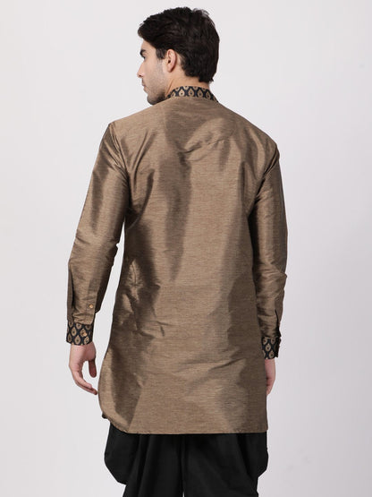 Men's Black Cotton Silk Blend Kurta