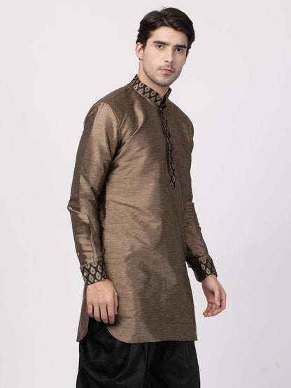 Men's Black Cotton Silk Blend Kurta