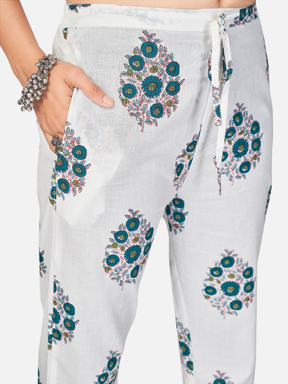 Women's Blue Cotton Kurta With Pant & Dupatta By Vbuyz (3