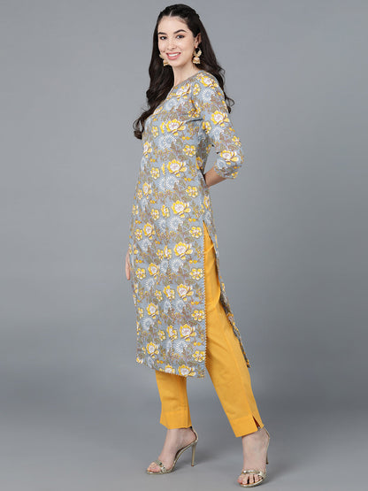 Women's Ahika Cotton Blend Floral Printed Kurta