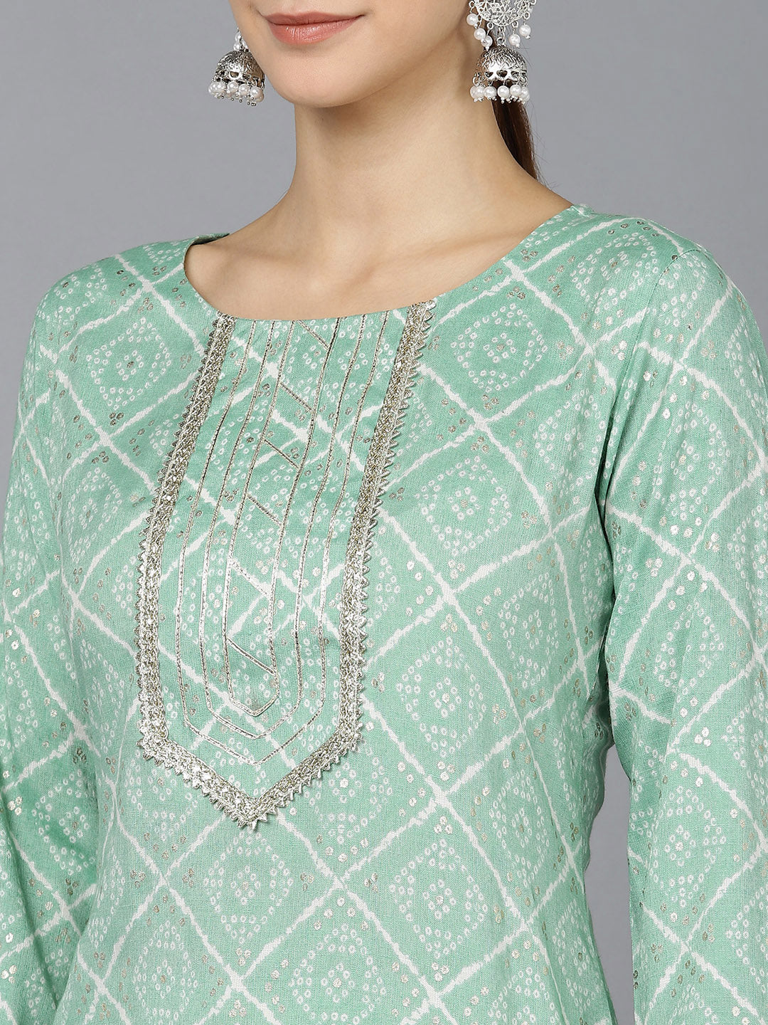 Women's Cotton Blend Geometric Printed Kurta