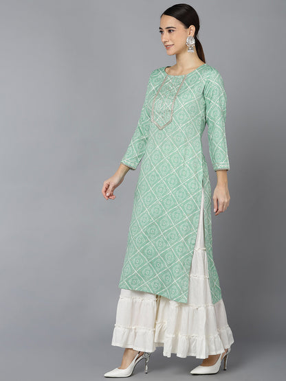 Women's Cotton Blend Geometric Printed Kurta