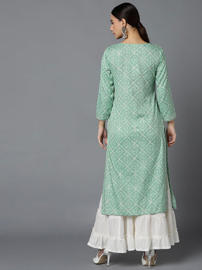 Women's Cotton Blend Geometric Printed Kurta