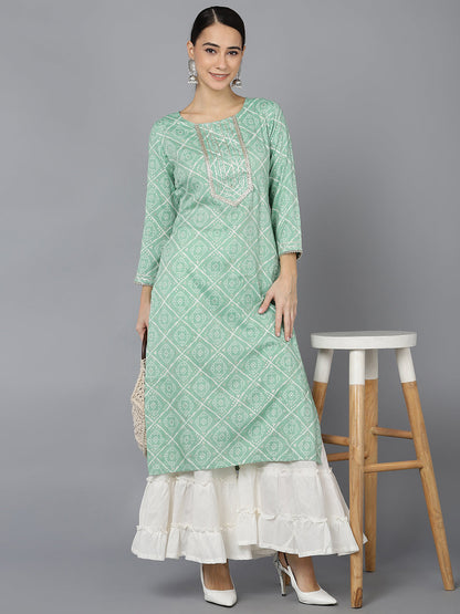 Women's Cotton Blend Geometric Printed Kurta
