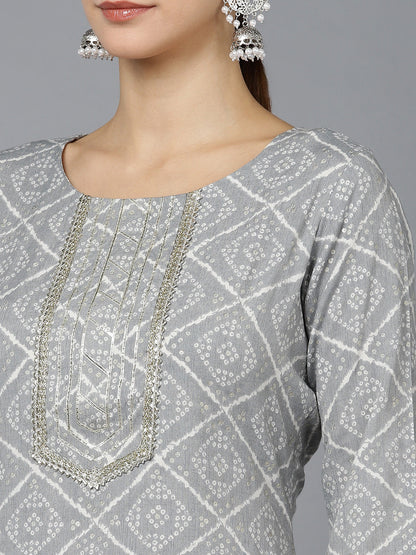 Women's Cotton Blend Geometric Printed Kurta