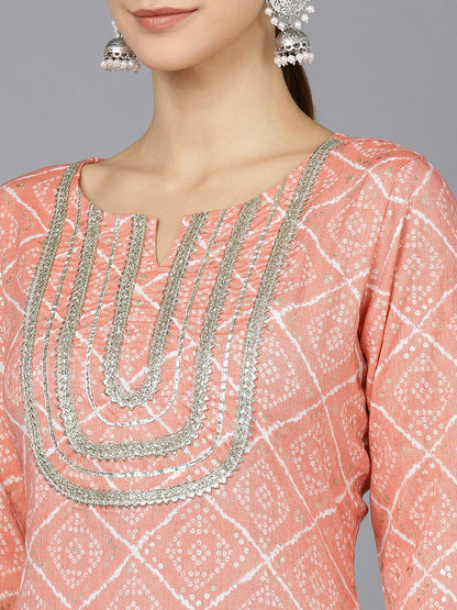 Women's Cotton Blend Geometric Printed Kurta