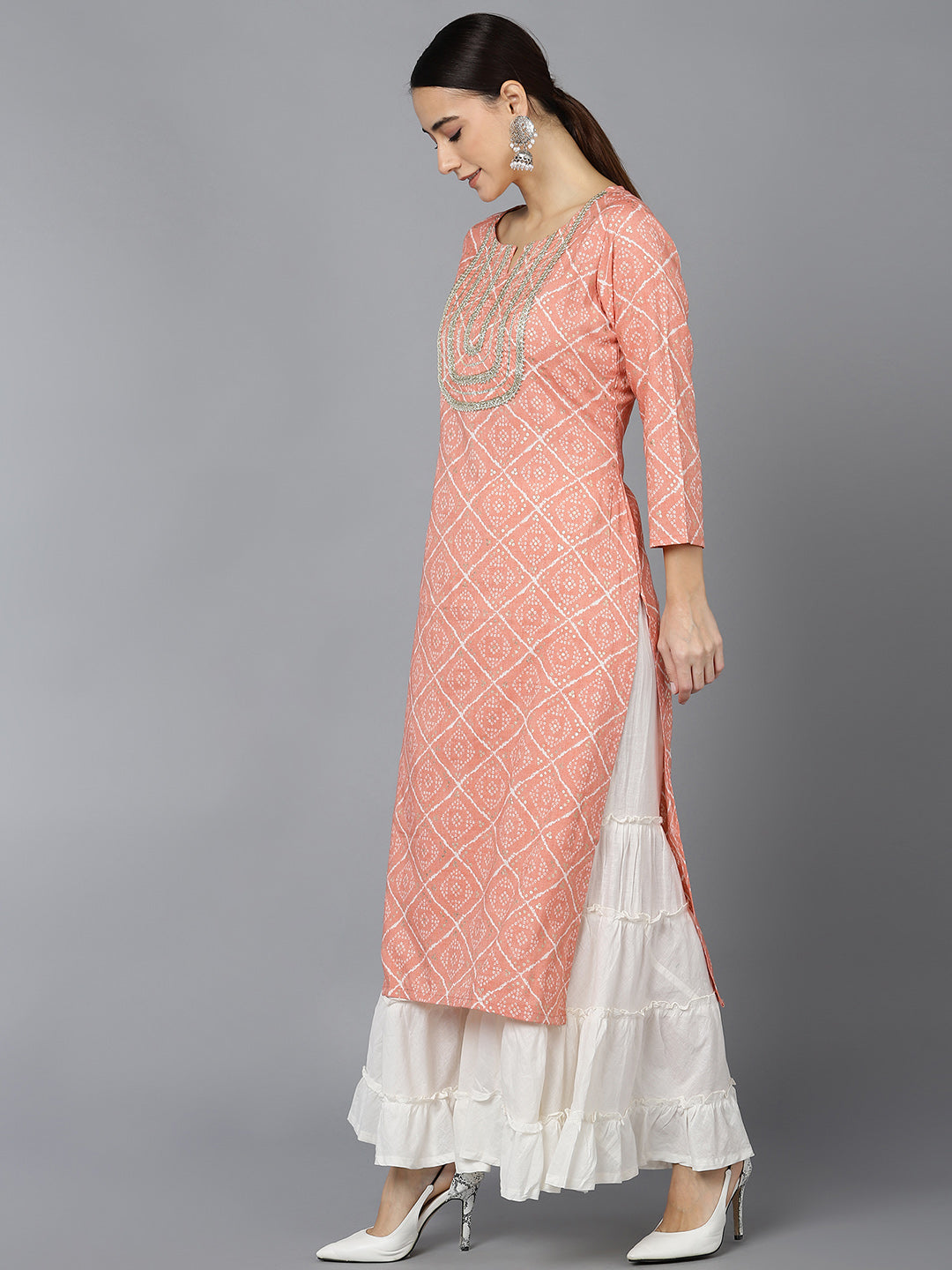 Women's Cotton Blend Geometric Printed Kurta