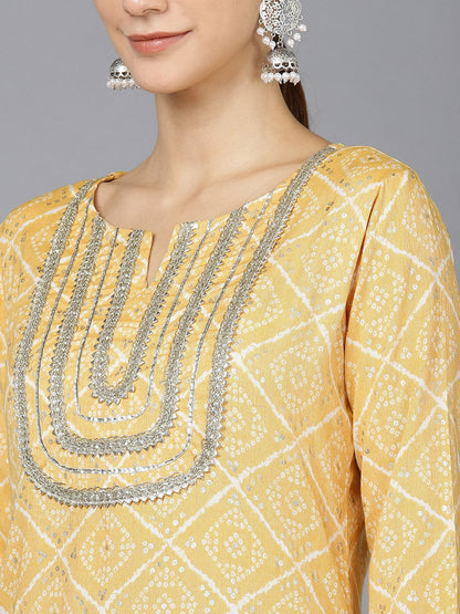 Women's Cotton Blend Geometric Printed Kurta