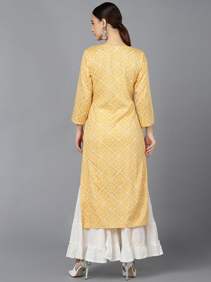 Women's Cotton Blend Geometric Printed Kurta