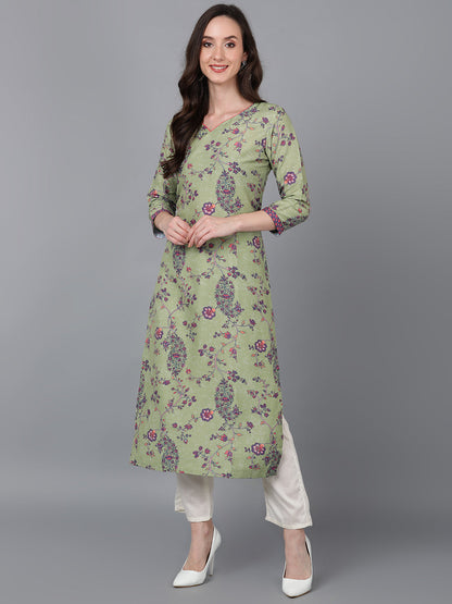 Women's Poly Silk Abstract Printed Kurta